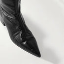 Black Over the knee boots Pointed toe Slip-on Middle heel Modern boots Modern boots