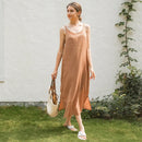 Linen Long Dresses For Women  Casual Solid Sleeveless Back Cross Open Side Party Dresses Boho Sundres