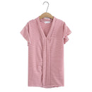 Women Spring Striped V-Neck Tees Butterfly Sleeves Bottoming Tops Oversized Curve Clothes