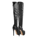 Women Platform Over The Knee Boots Lady Thin High Heels Buckle Black Side Zipper Female Boots
