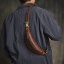 Retro Leather Genuine Leather Retro Waist Bag Multifunctional Crossbody Bag Outdoor Chest Bag