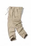 Beige cargo pants on a white background, Obroi