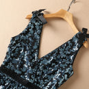 Summer Sequin Dress for women sleeveless bow Mesh embroidered sequins Slim dress