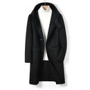 Wool double-faced woolen men's coat hooded cloak high-end horn buckle black windbreak