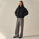 Ladies Classic Vintage Casual Wide Leg Pants Wool Straight Suit Trousers Women