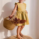 Girl Summer Lovely Dress Baby Toddler Fly Ruffle Sleeve Sundress Linen Cotton Party Dresses for Children