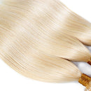 3/4 Bundles with Closure Human Hair Weave 4*4 Transparent Lace Frontal Free Part Platinum Blonde Straight Bobbi