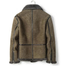 Men Shearling Jacket Men Brown Short Coat Lapel Collar