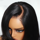 Black wig on a mannequin head with a white background, Obroi