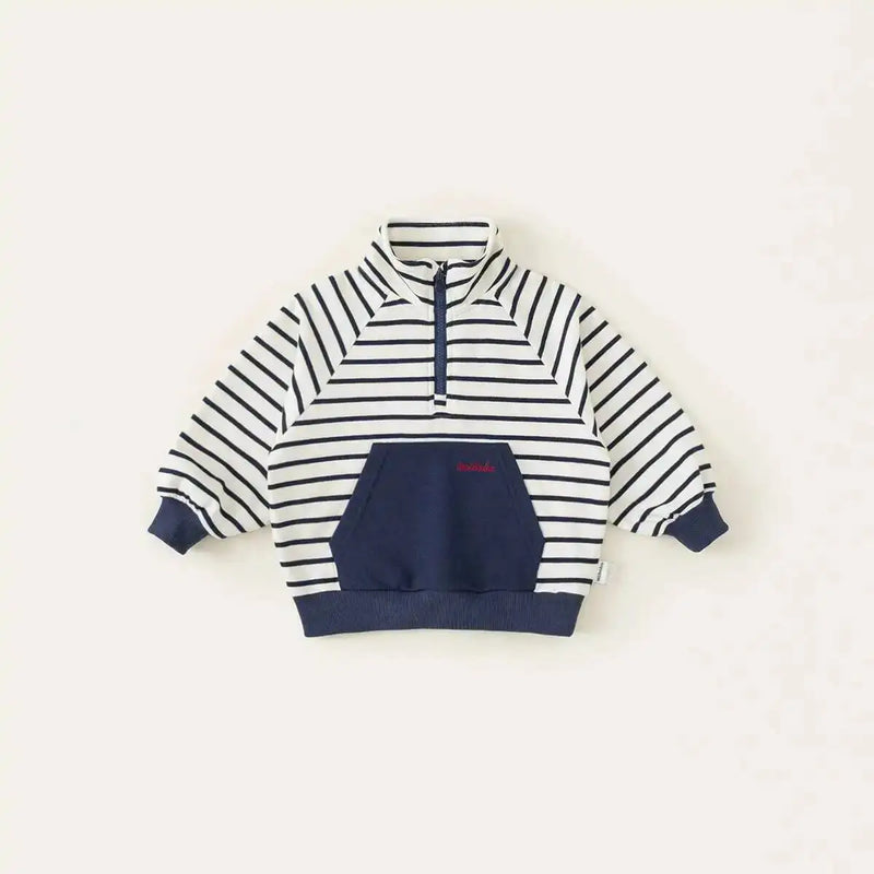 Spring Autumn Children Sweatshirts 1-10Y Boys Cotton Striped Letter Casual Pullover Tops