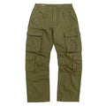Olive green cargo pants on a white background, Obroi