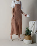 Floral Linen Adjustable Version Apron Advertising Bib Pocket Baking Kitchen