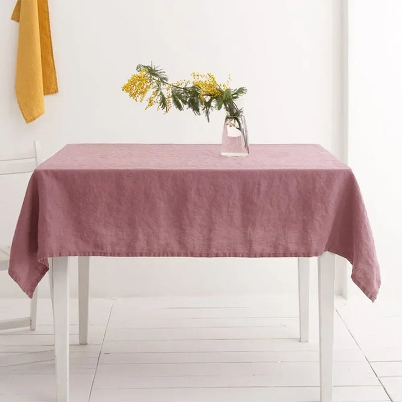 Stone washed Linen Solid Table Cove Natural Fabric Tablecloth for Kitchen Tabletop Decor