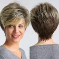 Short haircut displayed from front and back on a neutral background, Obroi