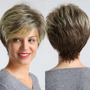 Short haircut displayed from front and back on a neutral background, Obroi