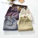 Summer Linen Straight Leg Casual Pants Men's Loose Fit Seven-Quarter Length Breathable