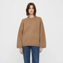 Women Simple and Versatile Geometric Square Embroidery Sweater Loose Wide-sleeved Wool Knit Sweater and Winter