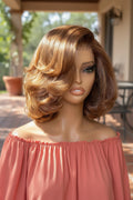 13x4 HD Lace Frontal Chocolate Brown Colored Body Wave bob Wig 200 Density Natural Wavy Human Hair Wigs For Women