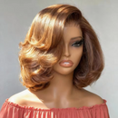 13x4 HD Lace Frontal Chocolate Brown Colored Body Wave bob Wig 200 Density Natural Wavy Human Hair Wigs For Women