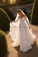Elegant Lace Wedding Dress Exquisite Off Shoulder Luxury Sleeve