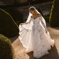 Elegant Lace Wedding Dress Exquisite Off Shoulder Luxury Sleeve
