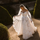 Elegant Lace Wedding Dress Exquisite Off Shoulder Luxury Sleeve