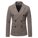 Elegant Men Suits Jackets Vintage Double Breasted Plaid Dress Coat for Men Formal Blazers