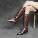 Genuine Leather Spring Heels Knee High Booties Snow Ankle Women Winter Shoes