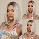 Short Blonde Wigs with Bangs Highlights Bob Wigs for Women Cosplay Wigs