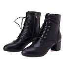 Ankle Boots For Women Spring Shoes Casual Medium Heels Lace-up Short Boots Footwear Shoes