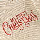 Baby Girls Christmas Knit Sweater Fall Clothes Long Sleeve Letter Embroidery Pullover Knitwear Xmas Warm Clothes