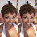 Side-by-side comparison of a woman with styled hair against a blurred background, Obroi