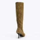 Brown knee-high boot on a white background, Obroi