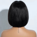 Human Hair Wigs Black Short Pixie Cut Straight Bob With Bangs For Women Remy Hair Glueless Wigs