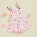Summer Toddler Girls Overalls Jumpsuits Shorts Bow Daisy Sleeveless Elastic Waist Suspender Romper