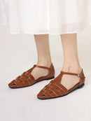 Women's Sandals Summer Casual Roman Flat Sandals Cover Toe T-strap Weave Boho Shoes