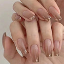24pcs Nails Nail With Gold Edge False Nails Press On Nails Waterproof Faux Fingernails