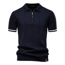 Summer Men's Knit Polo Shirt - Breathable & Stretch Turn-Down Collar Social Events