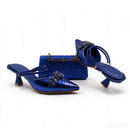 Autumn Royal Blue Color Shoes and Bag Set Special Design for Wedding Party