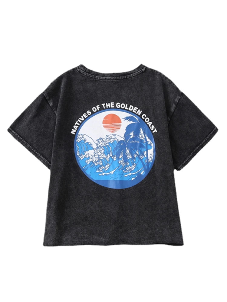 Vintage Chic Women T-shirt Gothic Crop Top