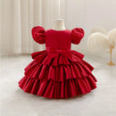 Dresses Plaid Flower Girls Elegant Birthday Gown With Bow Children Birthday Frocks 0-4 Years