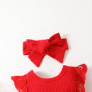 Baby Summer Clothing Infant Baby Girl Clothes Rib Lace Fly Sleeve Jumpsuit Romper Headband