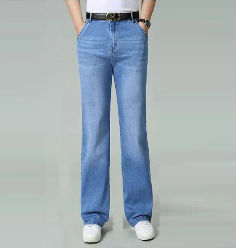 Men's Straight Leg Jeans High Waisted Thin Loose Casual Pants