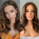 Side-by-side comparison of a woman with her wig on a mannequin head, Obroi