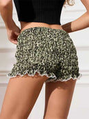 Retro Kawaii Leopard Ruffle Shorts for Women Slim Fit Elastic Bloomers