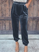 Autumn Velvet Pants Women Velour Trousers Ladies Casual Green Loose Elastic Pants For Women