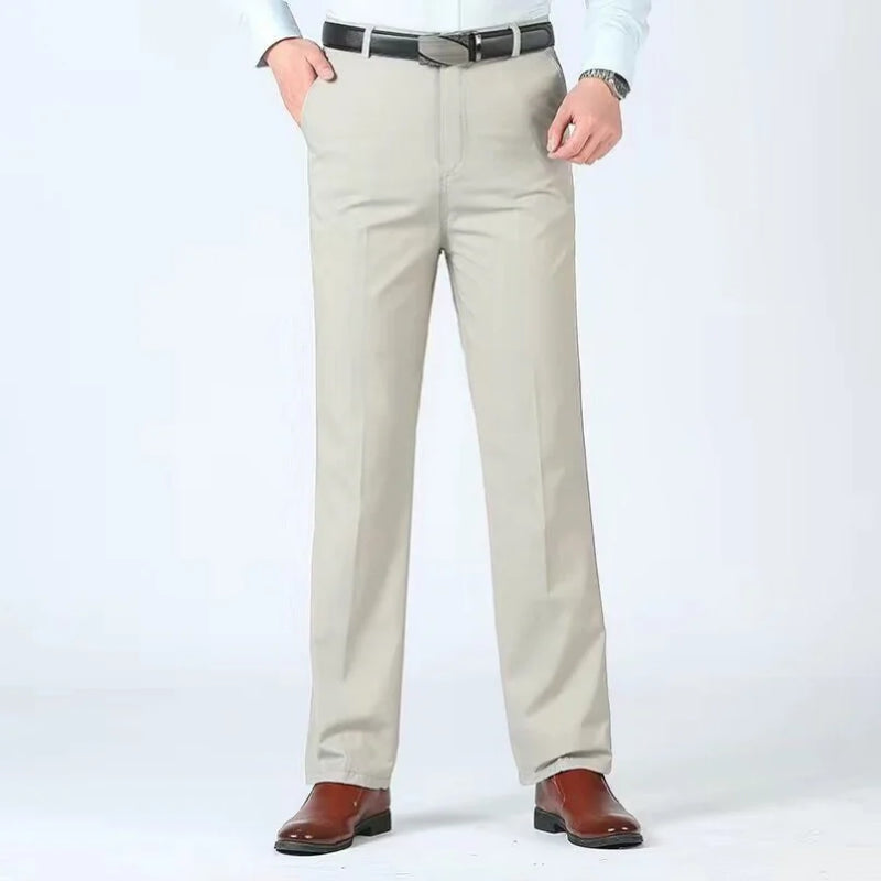 Summer Thin Autumn Thick Cotton Straight Suit Pants Men's Loose Trousers Business Casual Clothes
