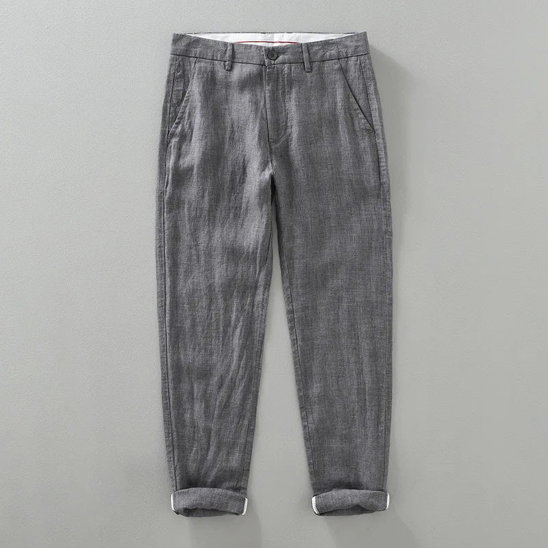 Linen Harem Pants Men Solid Casual Thin Breathable Trousers Spring