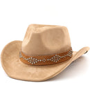 Classical Suede Brim Western Cowboy Fedora Hat For Women Men Church Jazz Hats Travel Hat