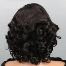 Curly hair bun styled on a person with 'Obroi' branding.